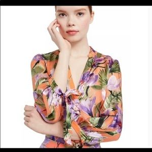 Alice and Olivia silk blouse shirt floral XS
